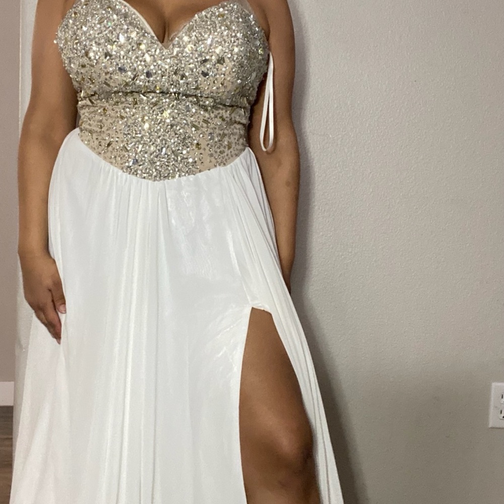 Rhinestone Covered Formal Dress with Sexy Slit